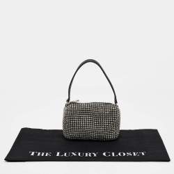 Alexander Wang Black Crystals and Leather Heiress Pochette Bag