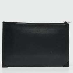 Alexander Wang Black Green Watersnake and Leather Zip Clutch