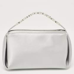 Alexander Wang Grey Satin Micro Crystal Marquess Bag