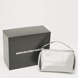 Alexander Wang Grey Satin Micro Crystal Marquess Bag