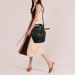 Pre Owned Alexander Wang Black Pebbled Leather Diego Bucket Bag
