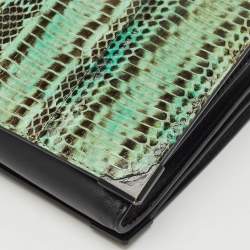 Alexander Wang Green/Black Python and Leather Flap Shoulder Bag