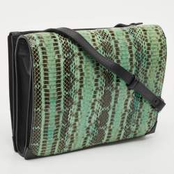 Alexander Wang Green/Black Python and Leather Flap Shoulder Bag