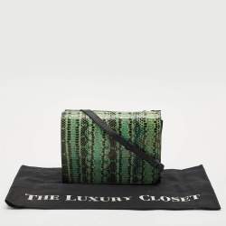 Alexander Wang Green/Black Python and Leather Flap Shoulder Bag