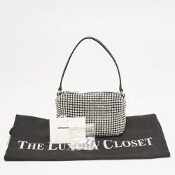 Alexander Wang Black Crystals and Leather Heiress Pochette Bag