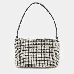 Alexander Wang Black Crystals and Leather Heiress Pochette Bag