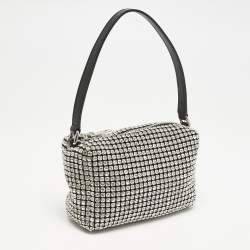 Alexander Wang Black Crystals and Leather Heiress Pochette Bag