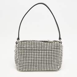 Alexander Wang Black Crystals and Leather Heiress Pochette Bag