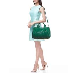 مملوكة مسبقًا Alexander Wang Rocco Green Grained Leather Satchel
