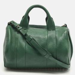 Pre Owned Alexander Wang Rocco Green Grained Leather Satchel