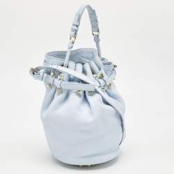 Pre Owned Alexander Wang Light Blue Pebbled Leather Diego Bucket Bag