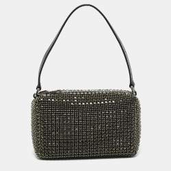 Pre Owned Alexander Wang Green Crystal Embellished Mini Heiress Pouch Bag