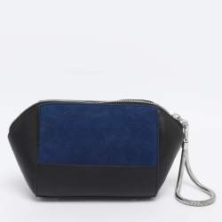 Pre Owned Alexander Wang Black/Blue Leather/PVC and Suede Chastity Clutch