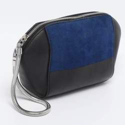 Pre Owned Alexander Wang Black/Blue Leather/PVC and Suede Chastity Clutch