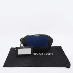 Pre Owned Alexander Wang Black/Blue Leather/PVC and Suede Chastity Clutch