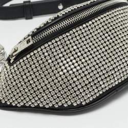 Pre Owned حقيبة حزام الكساندر وانغ أتيكا صغيرة سوداء مرصعة بالأحجار اللامعة