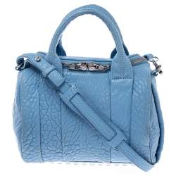 Alexander Wang Sky Blue Textured Leather Rocco Duffel Bag