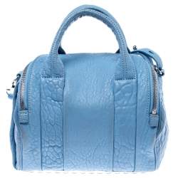 Alexander Wang Sky Blue Textured Leather Rocco Duffel Bag