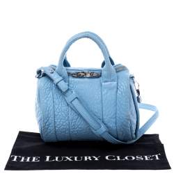 Alexander Wang Sky Blue Textured Leather Rocco Duffel Bag