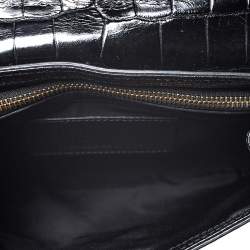 Pre Owned Alexander Wang Black Croc Embossed Leather Lydia Wristlet Clutch