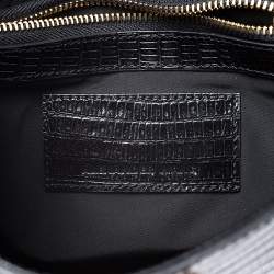 Pre Owned Alexander Wang Black Croc Embossed Leather Lydia Wristlet Clutch