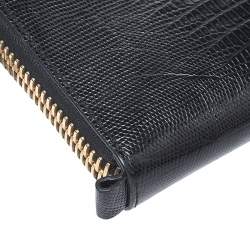 Pre Owned Alexander Wang Black Croc Embossed Leather Lydia Wristlet Clutch