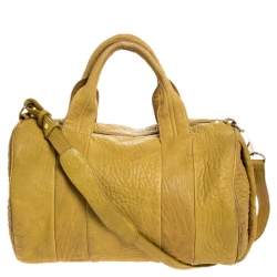 Alexander Wang Mustard Pebbled Leather Rocco Duffel Bag