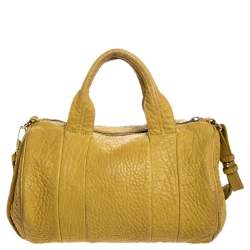 Alexander Wang Mustard Pebbled Leather Rocco Duffel Bag