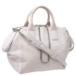 Alexander Wang White Crocodile Embossed Leather Jamie Satchel