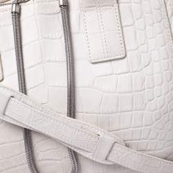 Alexander Wang White Crocodile Embossed Leather Jamie Satchel