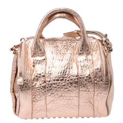Alexander Wang Metallic Rose Gold Textured Leather Rocco Duffel Bag