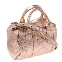 Alexander Wang Metallic Rose Gold Textured Leather Rocco Duffel Bag