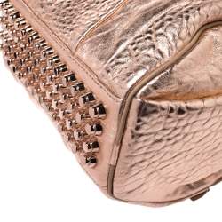 Alexander Wang Metallic Rose Gold Textured Leather Rocco Duffel Bag
