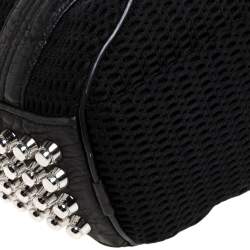 Alexander Wang Black Leather and Fabric Crochet Rocco Bag