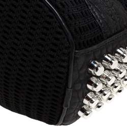 Alexander Wang Black Leather and Fabric Crochet Rocco Bag