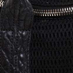 Alexander Wang Black Leather and Fabric Crochet Rocco Bag