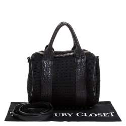 Alexander Wang Black Leather and Fabric Crochet Rocco Bag