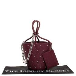Pre Owned Alexander Wang Burgundy Leather Mini Roxy Studded Bucket Bag