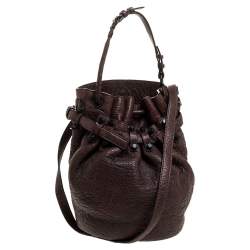 Alexander Wang Dark Brown Textured Leather Diego Bucket Bag