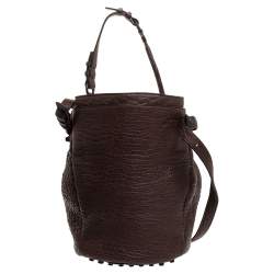 Alexander Wang Dark Brown Textured Leather Diego Bucket Bag
