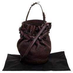 Alexander Wang Dark Brown Textured Leather Diego Bucket Bag