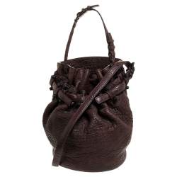 Alexander Wang Dark Brown Textured Leather Diego Bucket Bag
