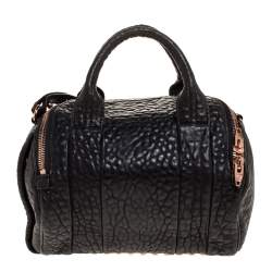 Pre Owned Alexander Wang Black Textured Leather Rocco Duffel Bag