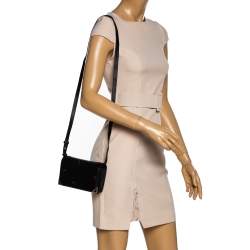 Pre Owned حقيبة كتف أليكساندر وانغ بريزما بيكر جلد سوداء منقوشة ورد