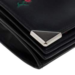 Pre Owned حقيبة كتف أليكساندر وانغ بريزما بيكر جلد سوداء منقوشة ورد