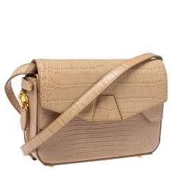 Pre Owned حقيبة كتف اليكساندر وانغ ثلاثية الطية جلد مزخرف سحلية وتمساح سوداء 