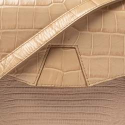 Pre Owned حقيبة كتف اليكساندر وانغ ثلاثية الطية جلد مزخرف سحلية وتمساح سوداء 