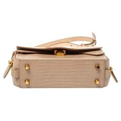 Pre Owned حقيبة كتف اليكساندر وانغ ثلاثية الطية جلد مزخرف سحلية وتمساح سوداء 