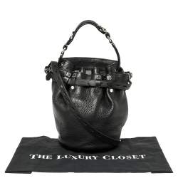 Pre Owned Alexander Wang Black Textured Leather Diego Bucket Bag