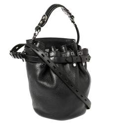 Pre Owned Alexander Wang Black Textured Leather Diego Bucket Bag